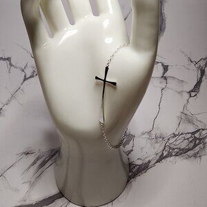 925 Silver Curved Cross Bracelet